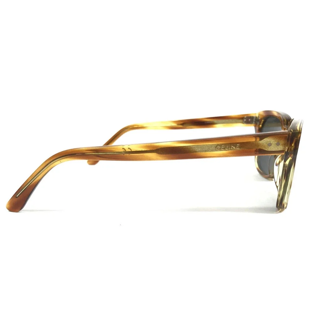 Celine Sunglasses CL40061I 56C Brown Horn Square Frames w/ Silver Mirror Lenses